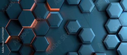 blue hexagonal tiles with a hint of orange photo