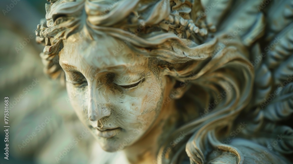 Detailed view of an angel statue. Suitable for religious themes Detailed view of an angel statue. Suitable for religious themes