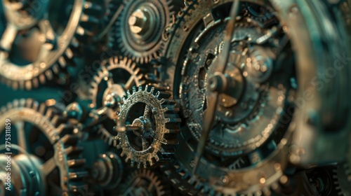 Detailed image of a group of gears, perfect for industrial concepts