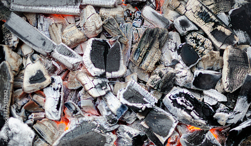 hot coals close-up, background image