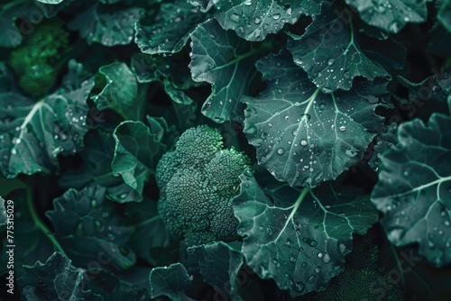 Unreal Broccoli Leaves: Organic Green Crop of Industrial Broccoli Species in Greenhouse