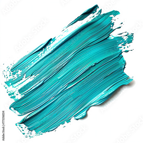 thick turquoise acrylic oil paint brush stroke, AI Generative.