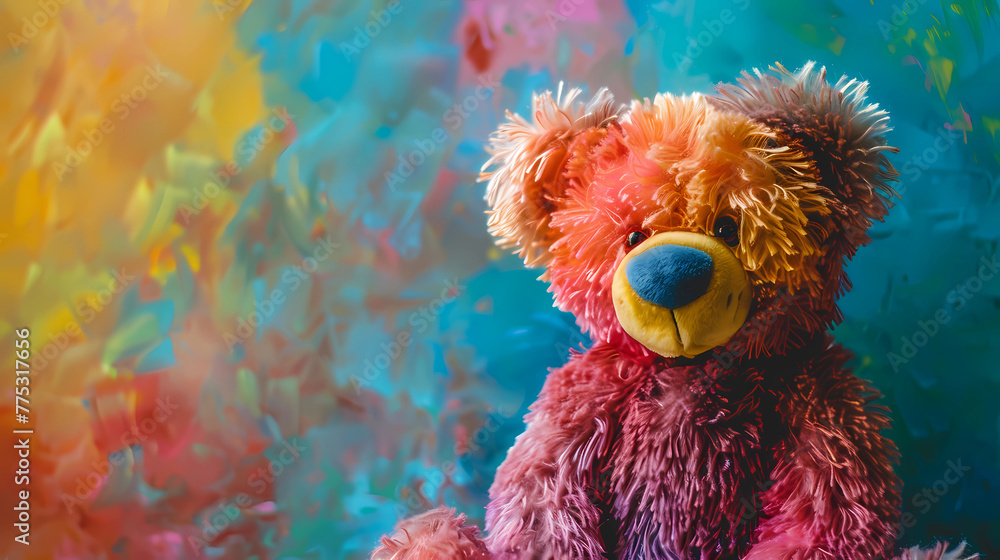 Multi-colored teddy bear on a studio background Multi-colored teddy bear on a studio background