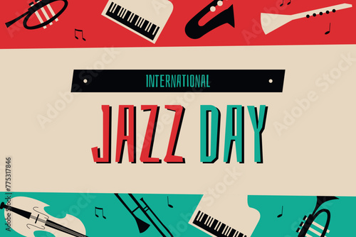 Photography Hand drawn international jazz day illustration background