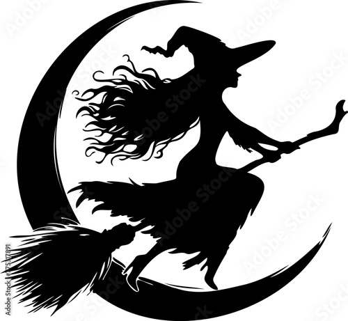 witch on a broomstick silhouette