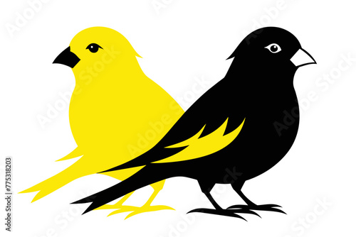 silhouette color image,Canary ,vector illustration,white background