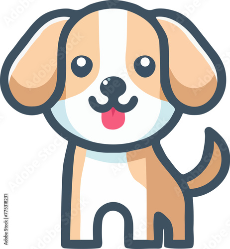 Funny Cute Looking Dog Flat Vector. Cute flat vector small dog character design