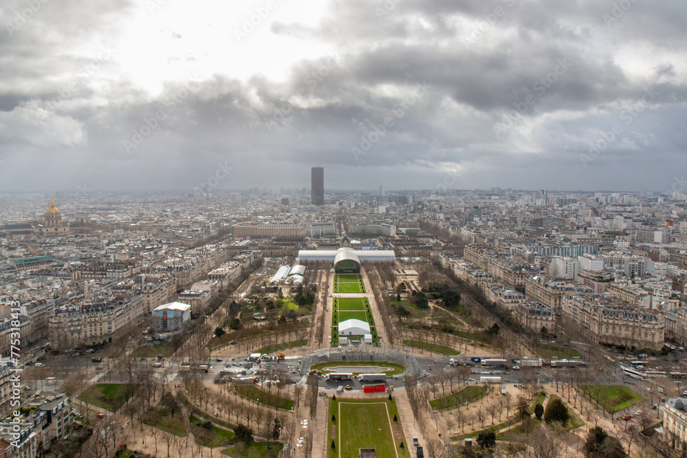 Beautiful view from the Eiffel Tower in Paris, France