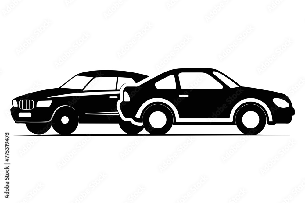 silhouette color image,car white background