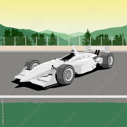 Vector illustration Cart championship auto racing teams fast car no driver