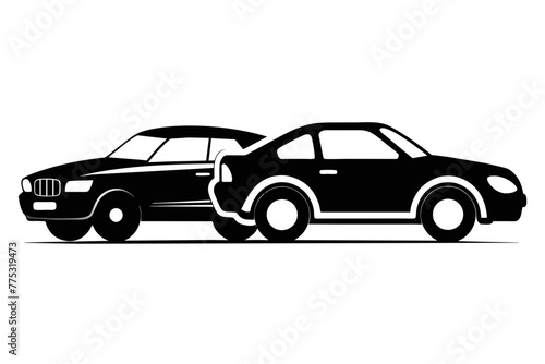 silhouette color image car white background