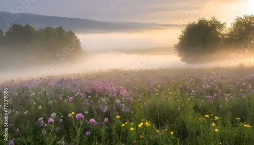 Fog-Rolling-In-Over-A-Field-Of-Flowers-Creating-A- 2 © Aaira
