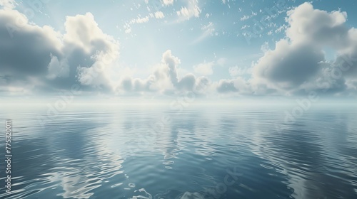Peaceful sea or ocean scene with clouds.
 photo