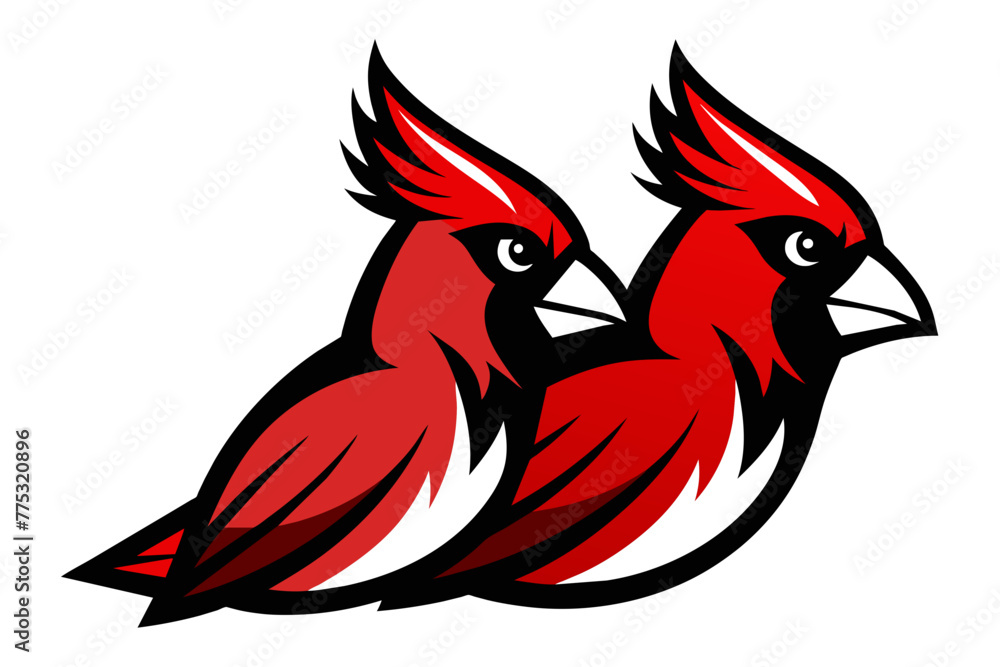 Obraz premium silhouette color image,Cardinal ,vector illustration,white background