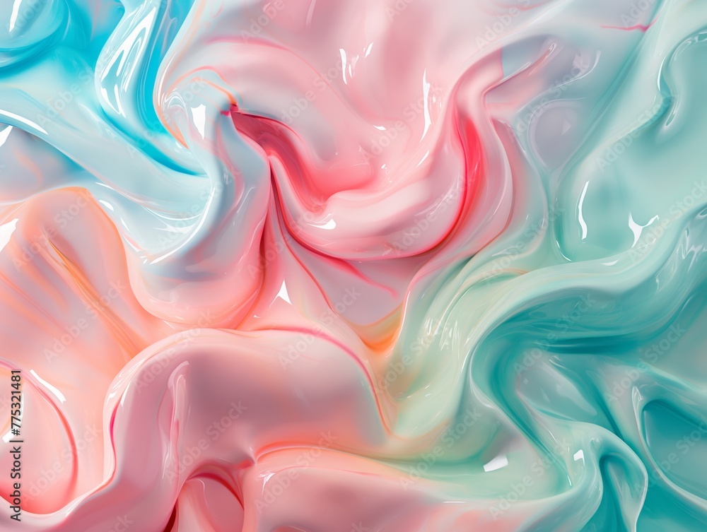 Fototapeta premium Glossy Elegance: Close-Up of Shiny Pastel Paint