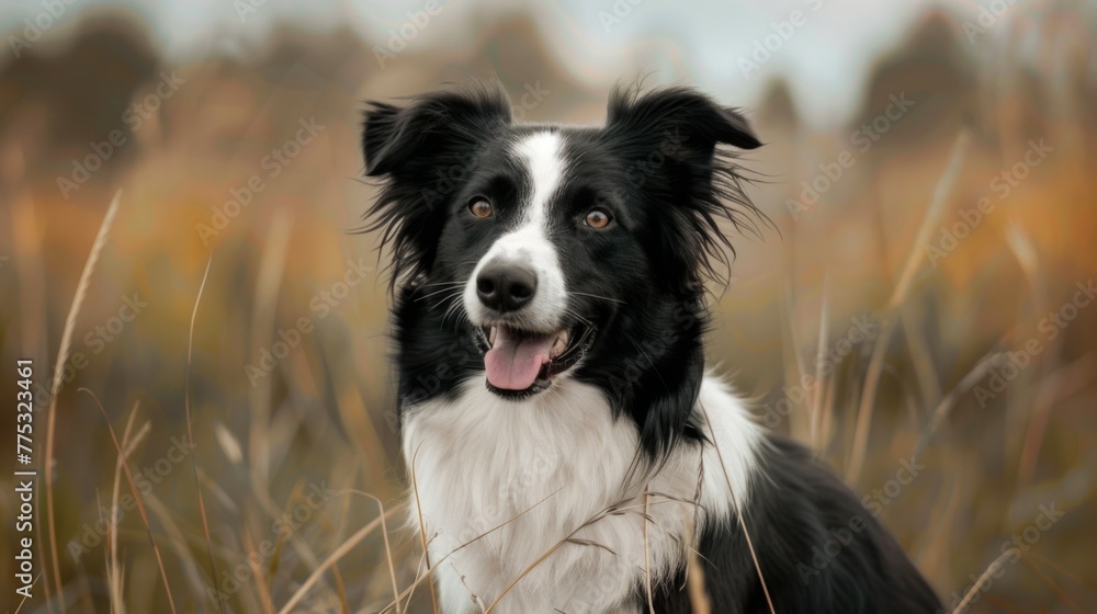 Border Collie dog pet animal with intelligent herding breed appearance