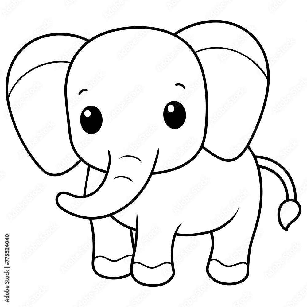 Obraz premium baby elephant cartoon for kids coloring books