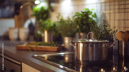 saucepan pan on the stove kitchen