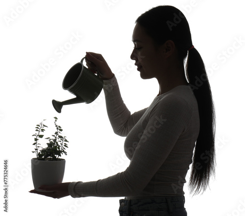 Silhouette of young Asian w...