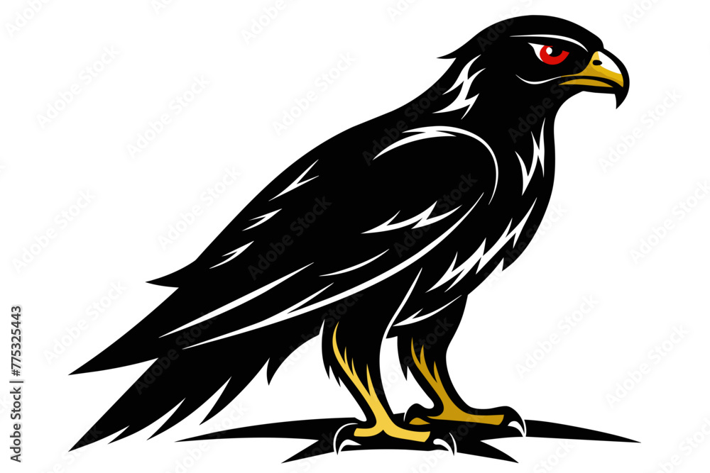 Obraz premium silhouette color image,Hawk ,vector illustration,white background