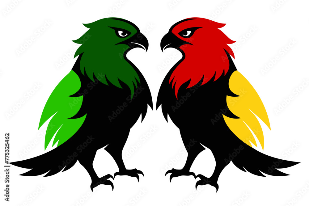 Naklejka premium silhouette color image,Hawk ,vector illustration,white background