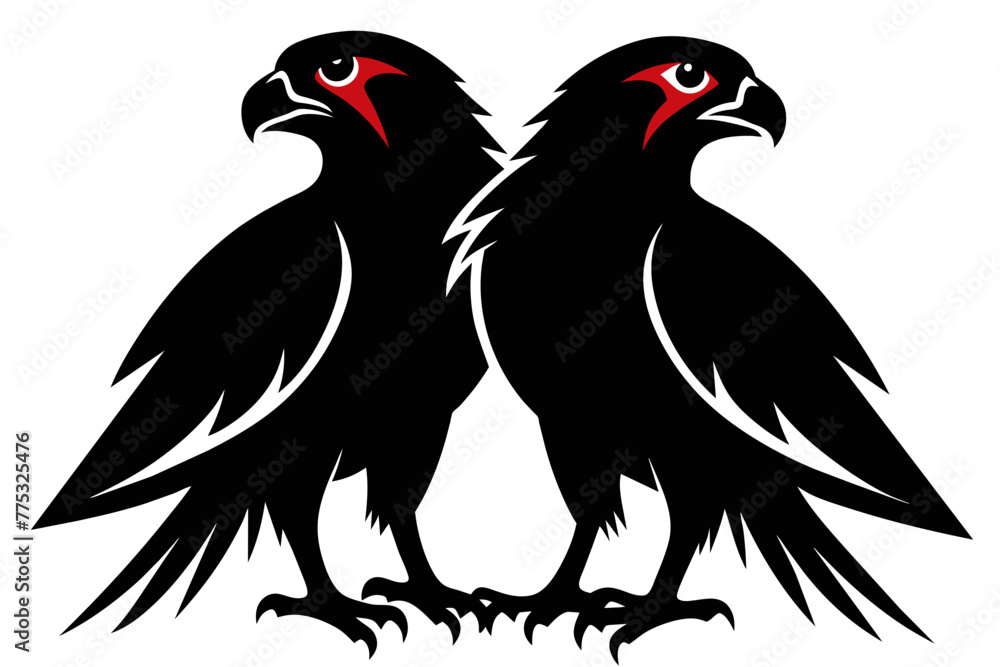 Obraz premium silhouette color image,Hawk ,vector illustration,white background