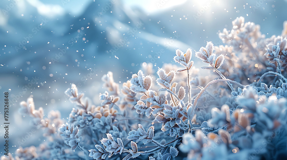 delicate patterns of frost clinging to mountain flora
