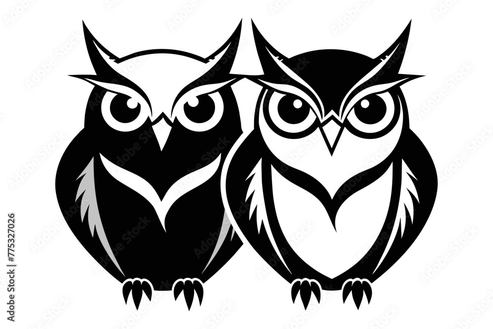 Fototapeta premium silhouette color image,Owl ,vector illustration,white background
