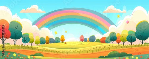 rainbow landscape cartoon.