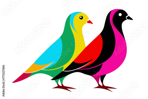 silhouette color image Pigeon  vector illustration white background