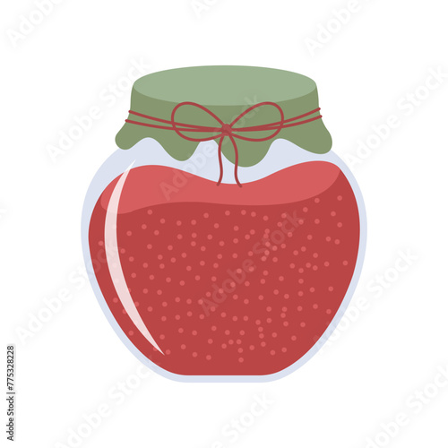 Fruit jam in glass concept. Dessert and delicacy. Sweet food with sugar. Natural product. Sticker for social networks and messengers. Cartoon flat vector