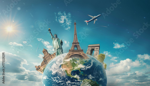 map planet Earth Eiffel Tower attractions