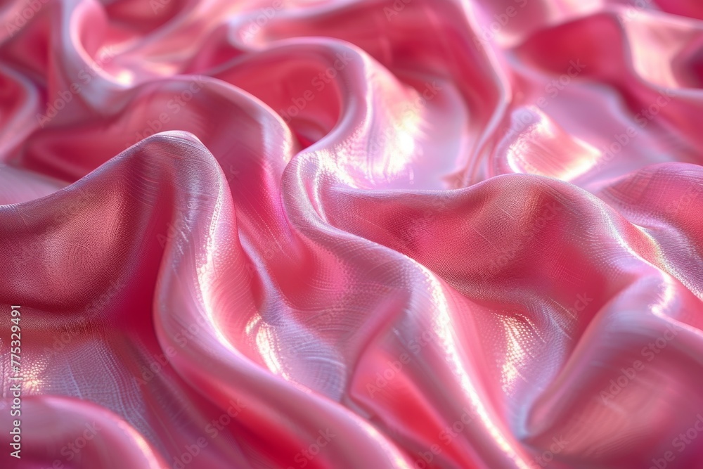 Obraz premium An intimate look at the gentle flow of a silky abstract pink fabric wave, rendered digitally