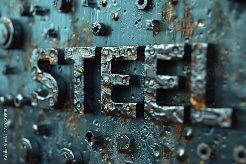 Cold-toned image of the word STEEL on a blue metallic surface suggesting coolness and hardness