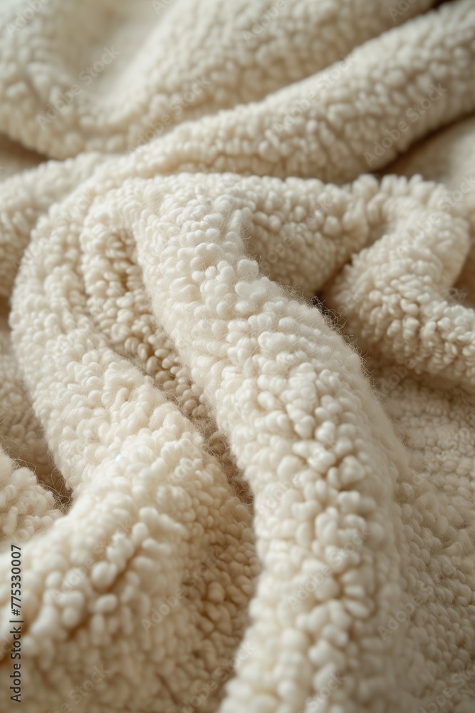 Extreme close-up of plush beige fleece texture invoking feelings of warmth and comfort Extreme close-up of plush beige fleece texture invoking feelings of warmth and comfort