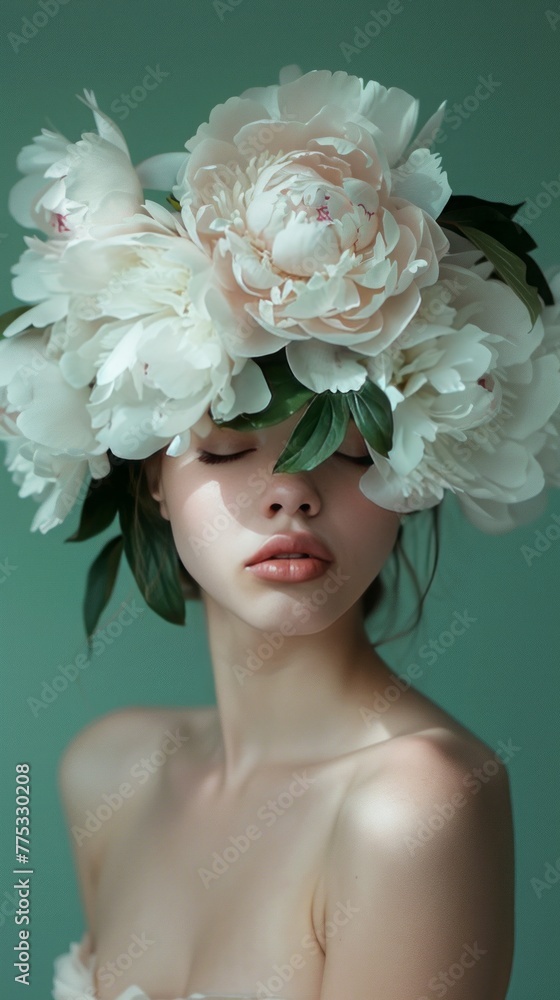 girl with a flower wreath on her head.