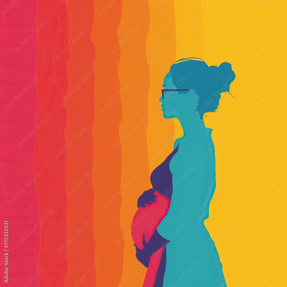 An animated pop art gif captures the journey of pregnancy, each frame a colorful celebration of growth and anticipation