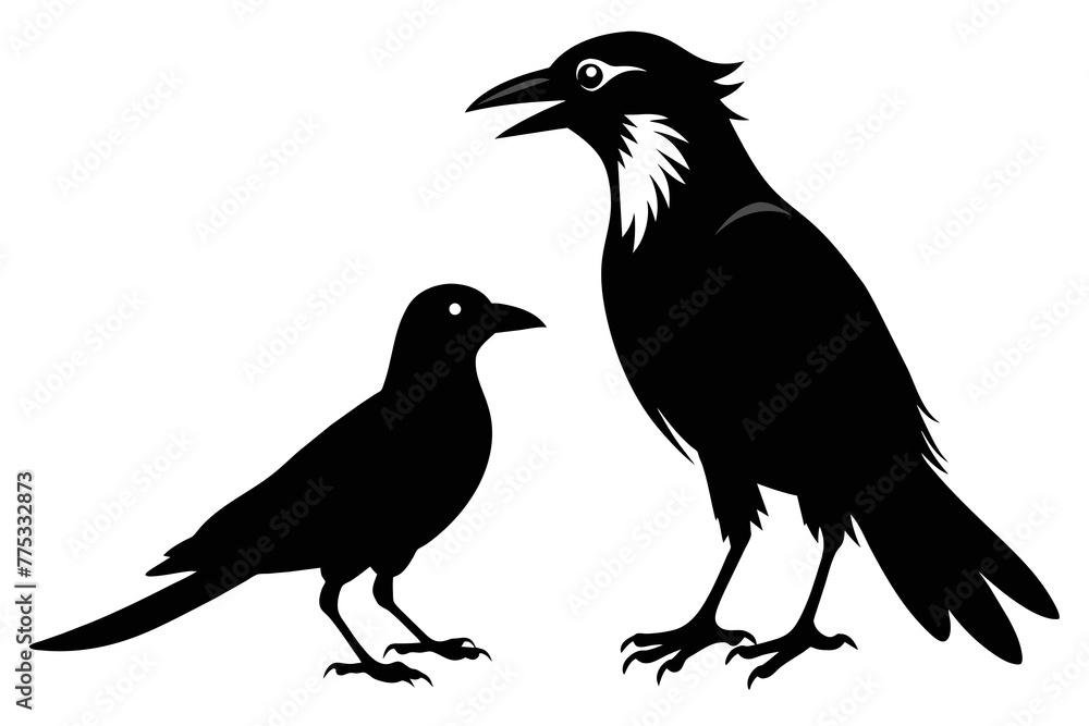 Obraz premium silhouette image,Crow Jay bird,vector illustration,white background