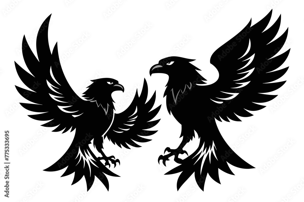 Obraz premium silhouette image,Eagle bird,vector illustration,white background