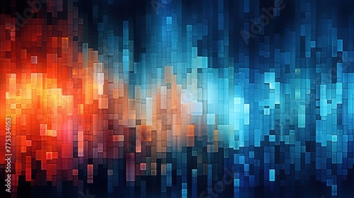 An abstract background consisting of colorful squares in blue, red, and orange. The colors create a dynamic and energetic feel, with the lightest shades appearing in the center and darkening as they m photo