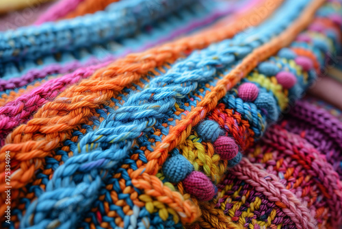 A close-up of the colorful knitted garment © Marina
