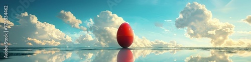 red egg on a background of clouds. photo