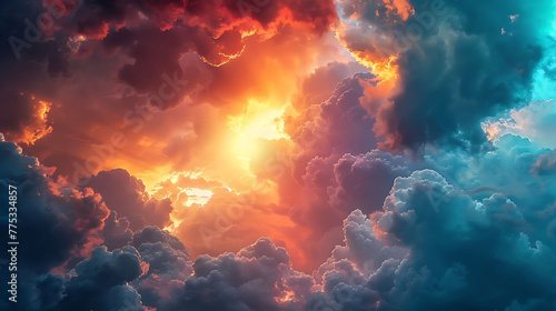 Dramatic clouds ablaze with colors during sunset - nature's masterpiece