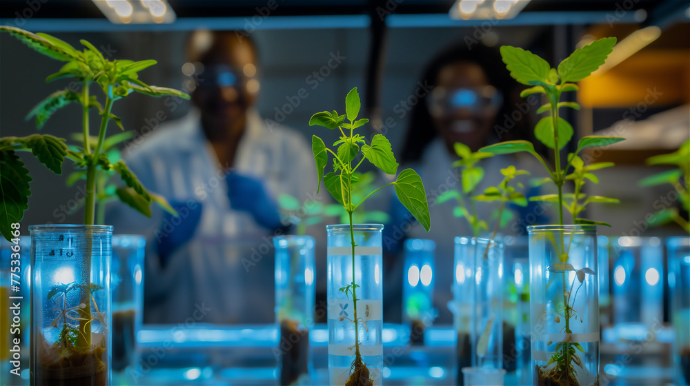 An experimental laboratory where new varieties of plants are bred in the biotechnological process.
