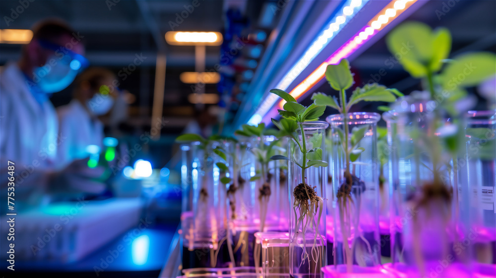 An experimental laboratory where new varieties of plants are bred in the biotechnological process.