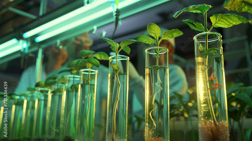 An experimental laboratory where new varieties of plants are bred in the biotechnological process.