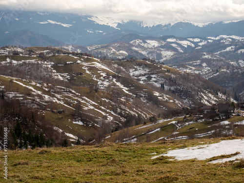 Frozen snow spots on iezer papusa mountains
