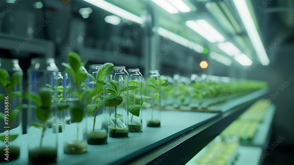 An experimental laboratory where new varieties of plants are bred in the biotechnological process.