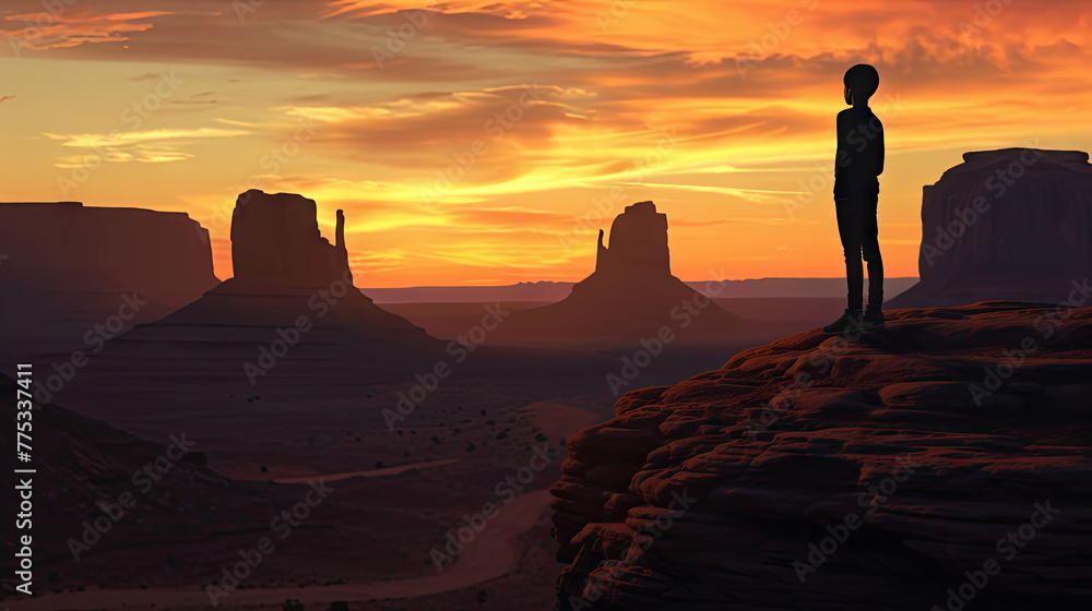 Monument Valley Explorer: Young Boy Adventures Through the Desert. Awe ...