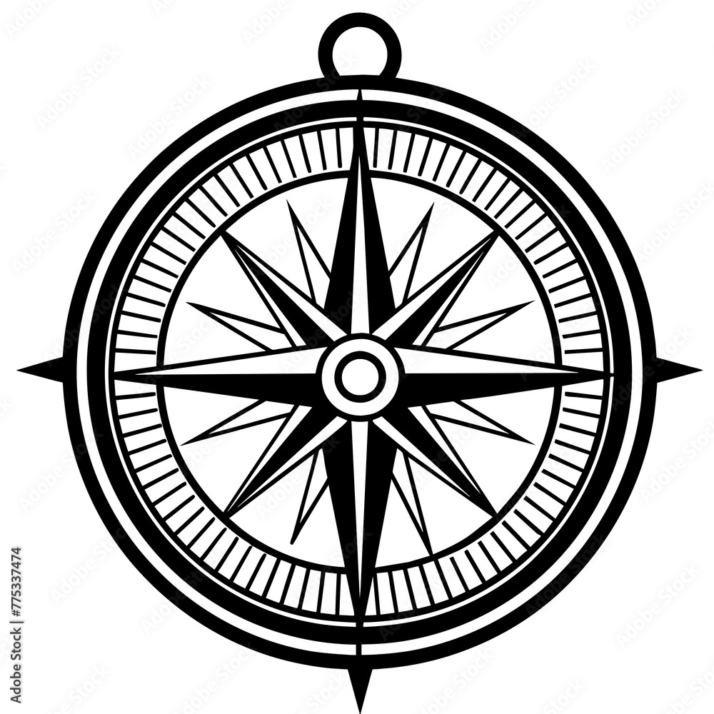 Vector, compasses silhouette, laser cut, white background